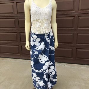 Lucky dungarees!! Jean  Hawaiian print skirt!